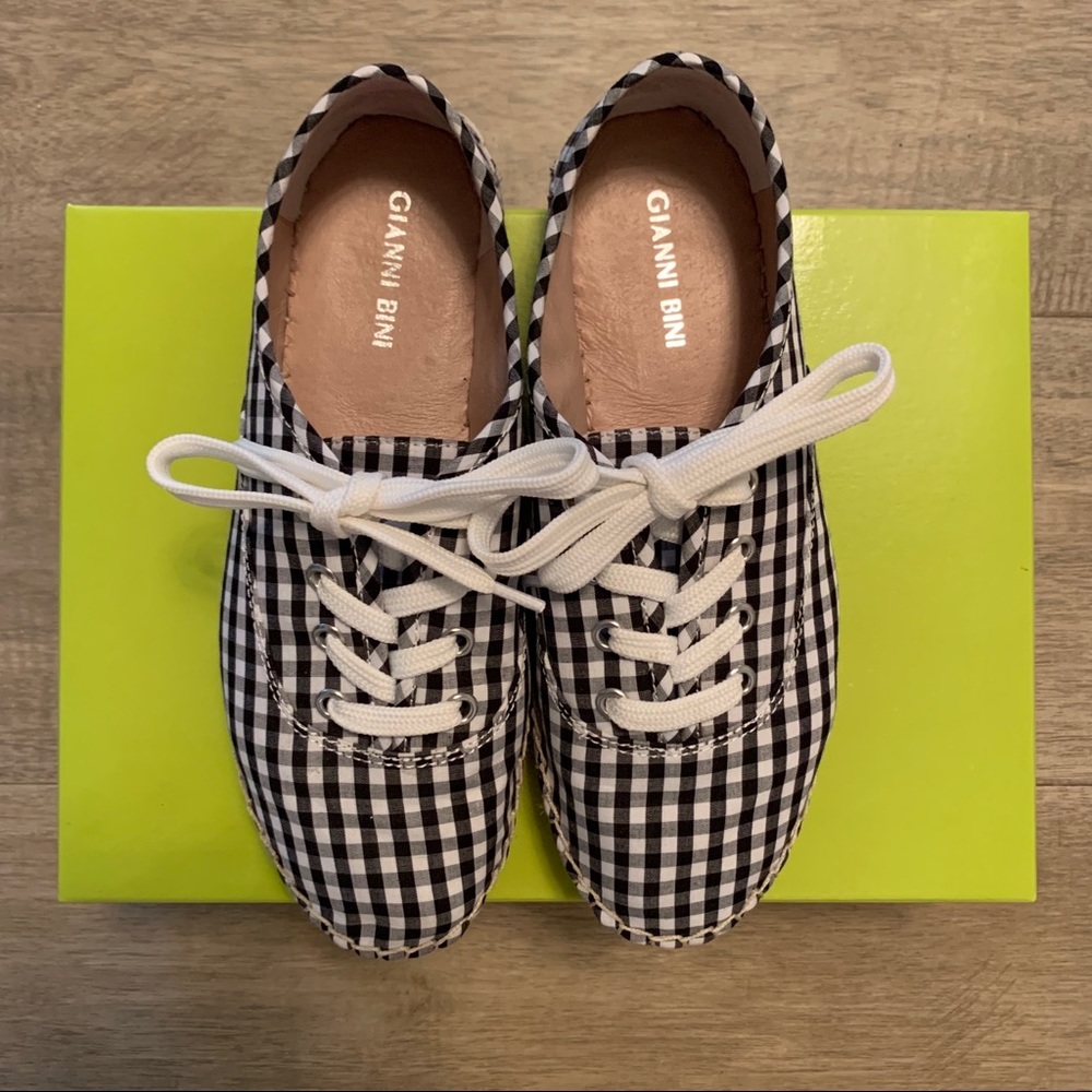 Gianni Bini Gingham Lace-up Espadrilles - Picture 3 of 6